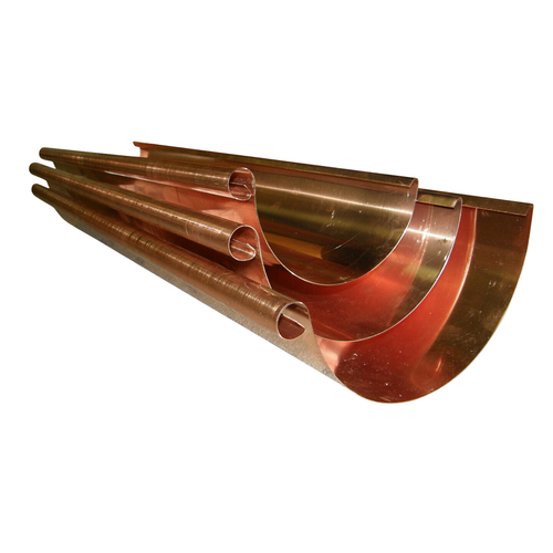 Set of different size copper gutters on a white background