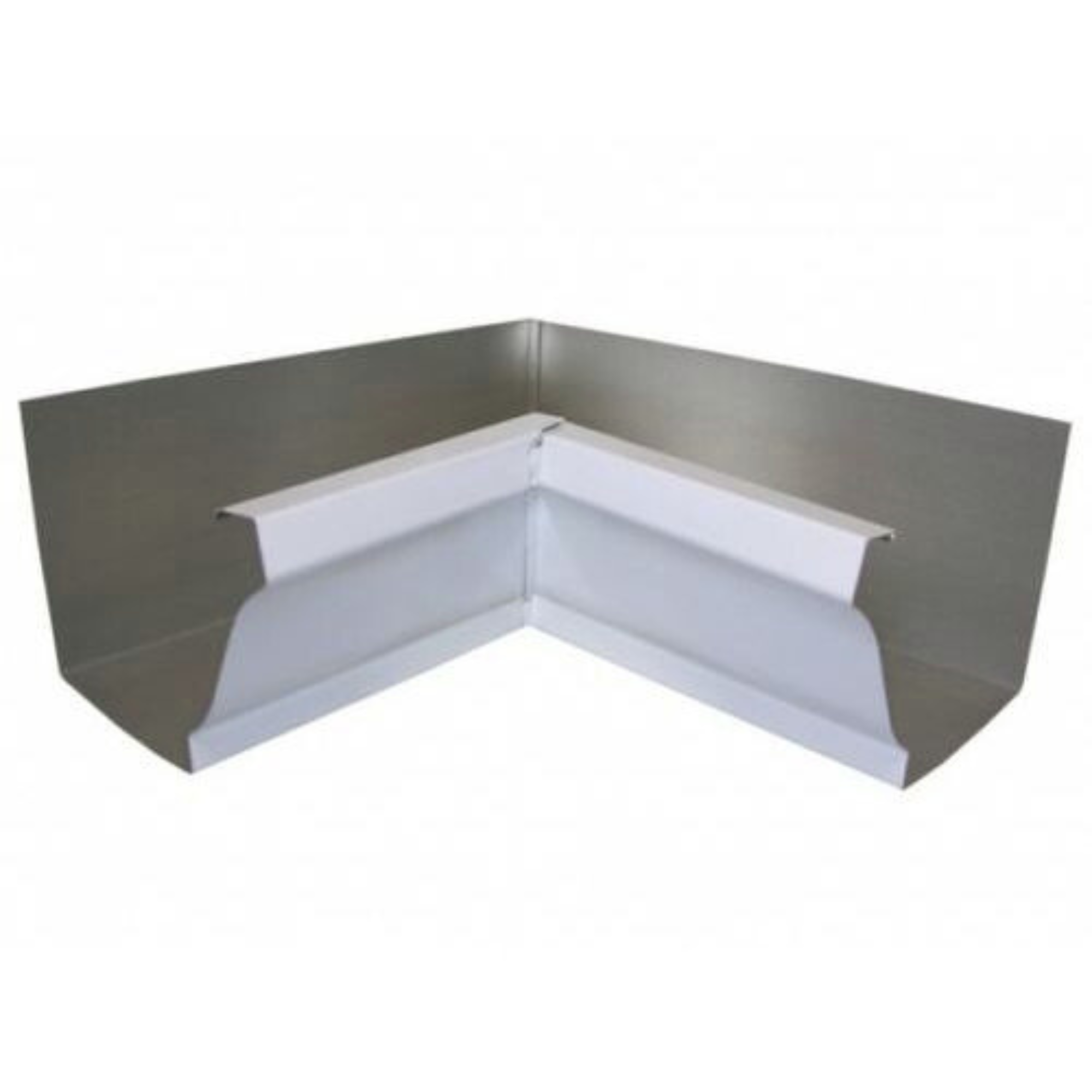 Aluminum inside box corner gutter on a white background