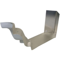 Metal gutter inside strip bracket on a white background