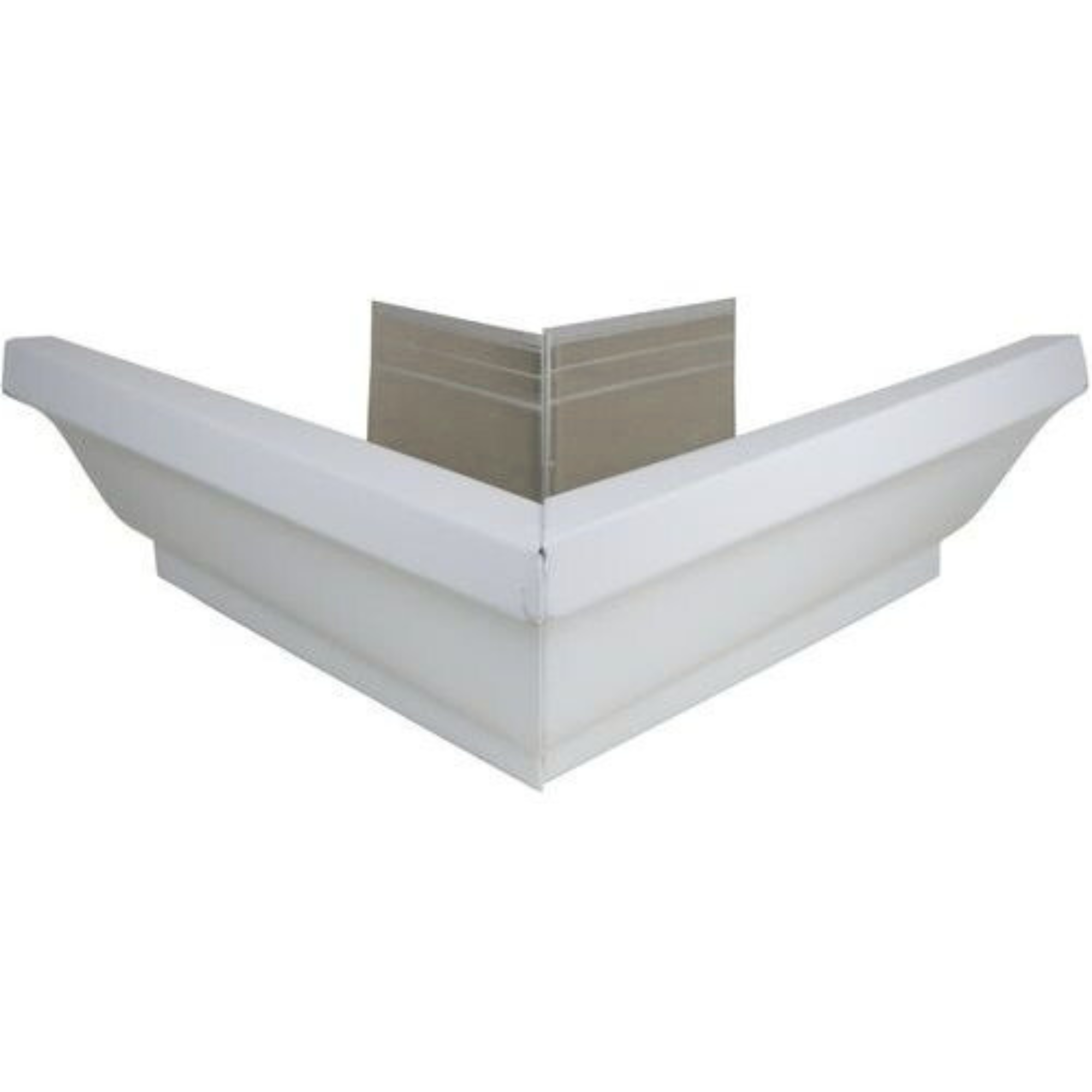 White aluminum outer box gutter on a white background