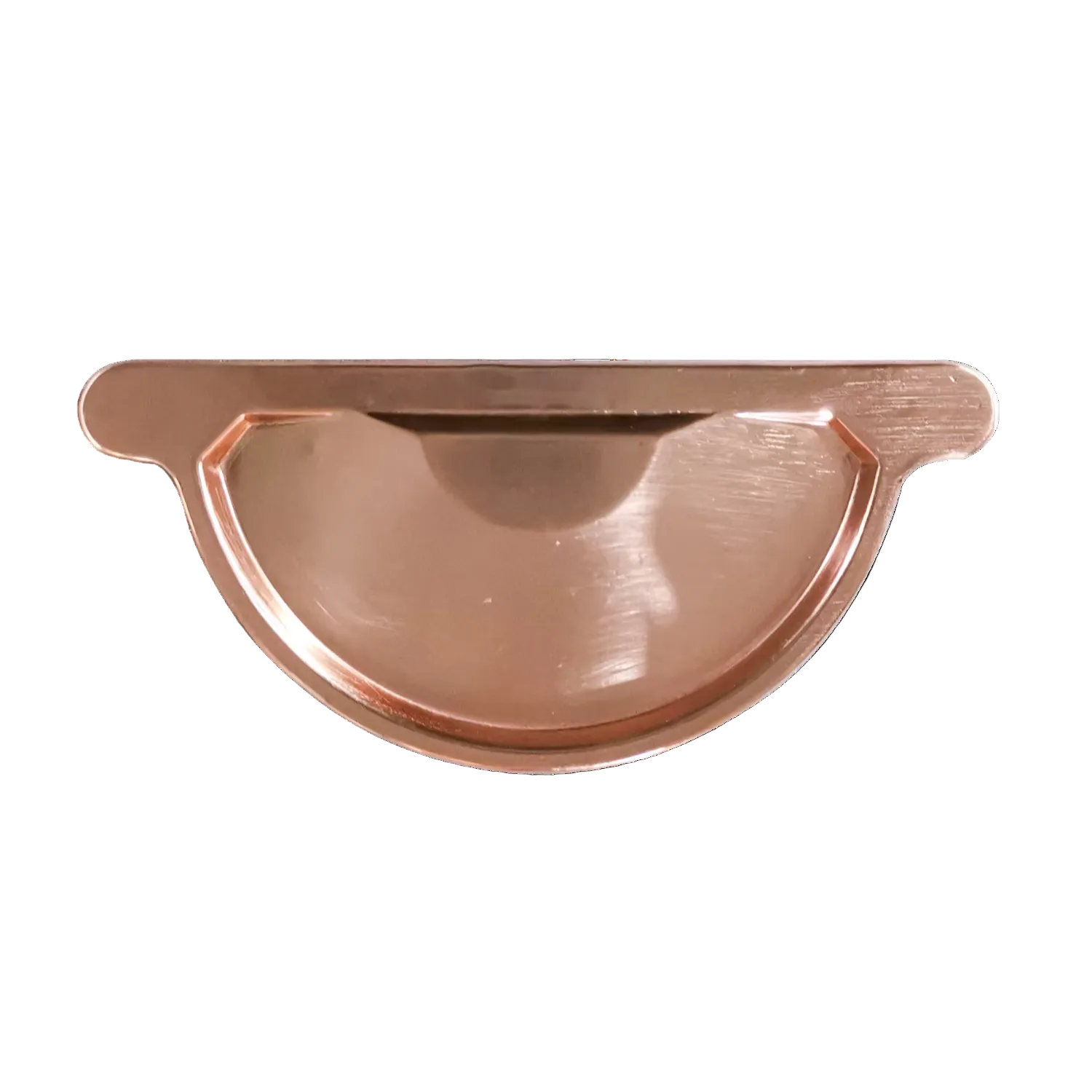 Copper-colored half-circle end cap on a white background