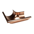 Copper half round outside box gutter on a white background